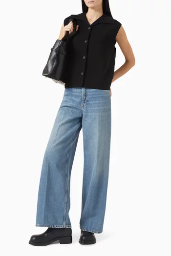 Collared Knit Waistcoat in Viscose Blend