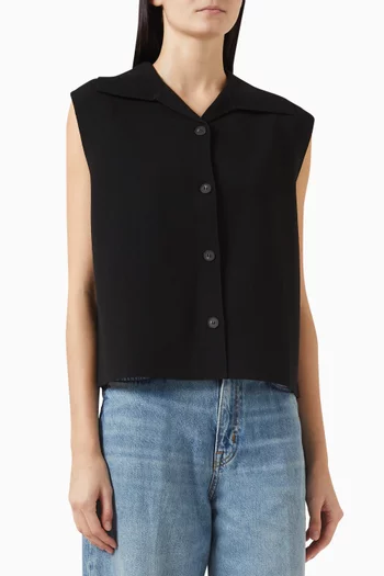 Collared Knit Waistcoat in Viscose Blend