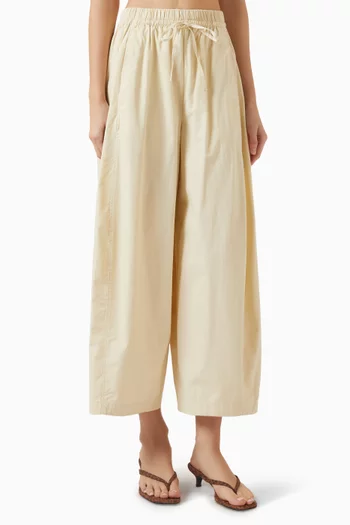 Elasticated Barrel-leg Pants in Cotton
