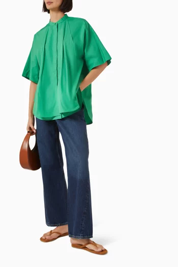Oversized Curved-hem Shirt in Cotton