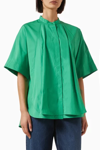 Oversized Curved-hem Shirt in Cotton