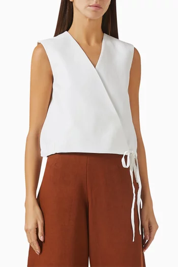 Tie-up Wrap Waistcoat in Viscose-linen