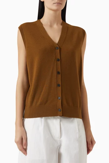 V-neck Waistcoat in Merino Wool