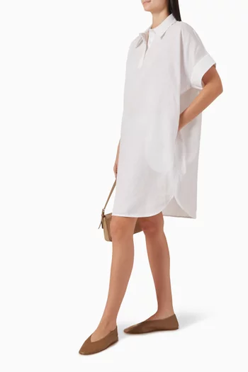 فستان قطن وكتان بنمط قميص