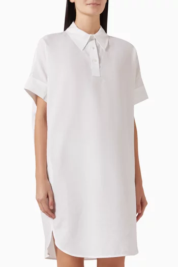 فستان قطن وكتان بنمط قميص