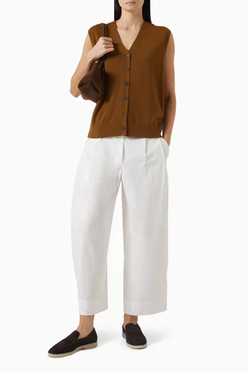 Barrel-leg Pants in Cotton Blend