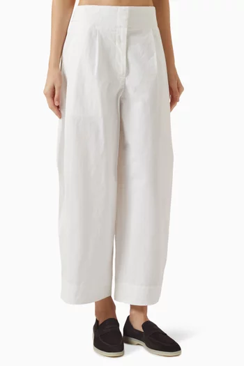 Barrel-leg Pants in Cotton Blend