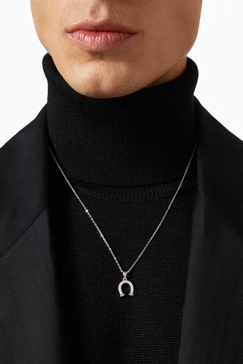 Horseshoe Pendant Necklace in Sterling Silver