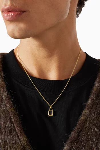 Solitaire Onyx Pendant Necklace in 14kt Gold-plated Sterling Silver