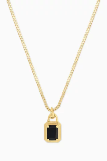 Solitaire Onyx Pendant Necklace in 14kt Gold-plated Sterling Silver