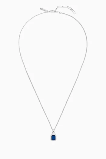 Solitaire Sapphire Pendant Necklace in Sterling Silver