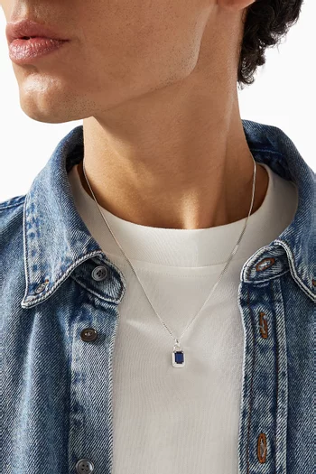 Solitaire Sapphire Pendant Necklace in Sterling Silver