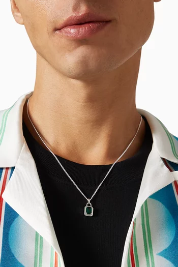 Solitaire Emerald Pendant Necklace in Sterling Silver