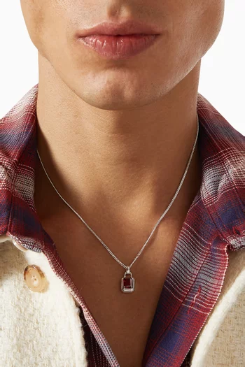 Solitaire Ruby Pendant Necklace in Sterling Silver