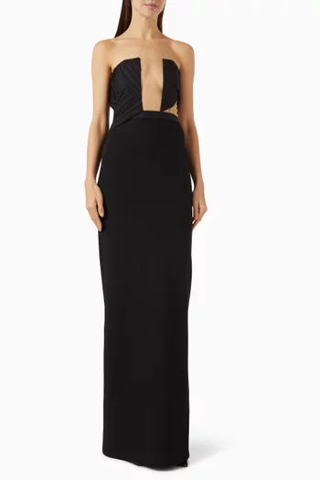 Draped Corset Maxi Dress in Viscose Blend