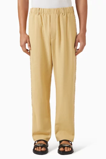 Embroidered Resort Pants in Linen-blend