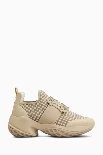 Viv' Run Sneakers in Stretch Fabric & Suede
