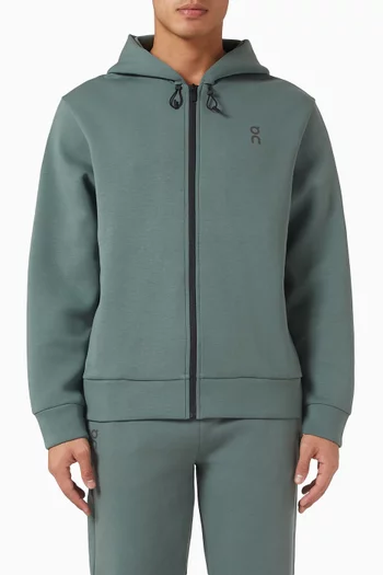 كنزة بغطاء رأس فوكاس تك بسحّاب مزيج قطن