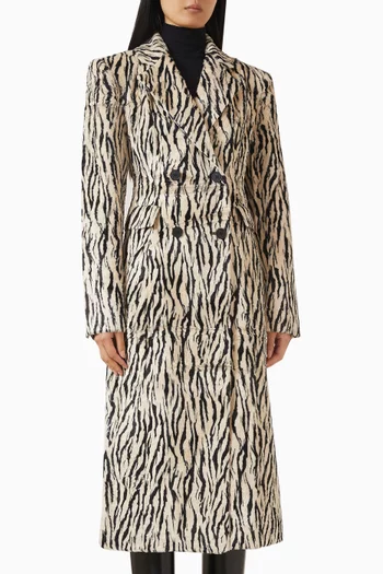 Printed Coat in Faux Fur