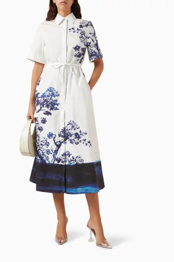 Shirt Midi Dress in Cotton Poplin