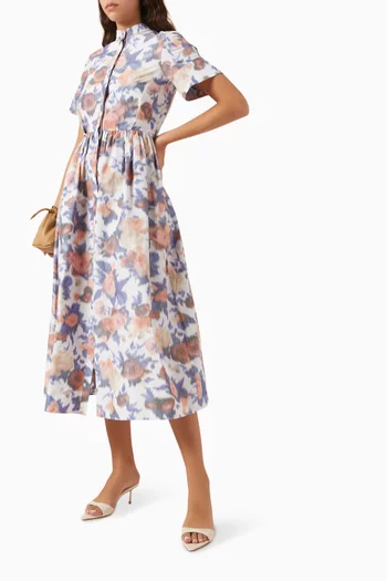 Floral Midi Dress in Taffeta