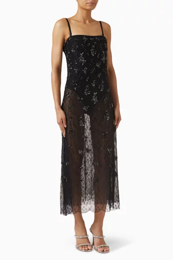 فستان كارميلا متوسط الطول دانتيل