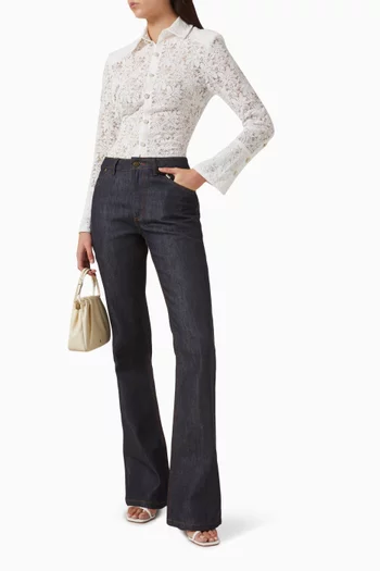 Stacked Fit & Flare Jeans in Denim