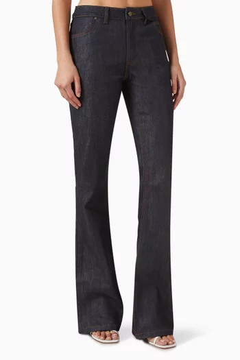 Stacked Fit & Flare Jeans in Denim