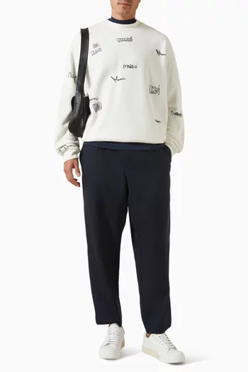 بنطال برباط تضييق صوف بنسيج استوائي