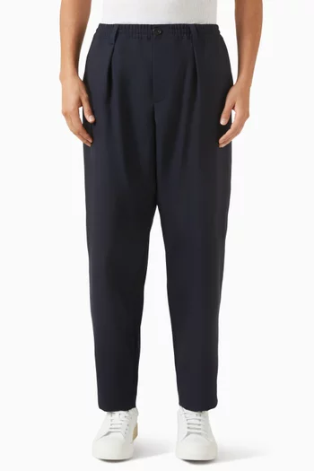 بنطال برباط تضييق صوف بنسيج استوائي