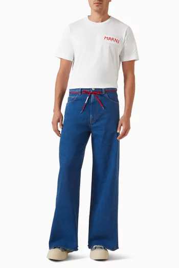 تي شيرت برقعة شعار الماركة قطن عضوي