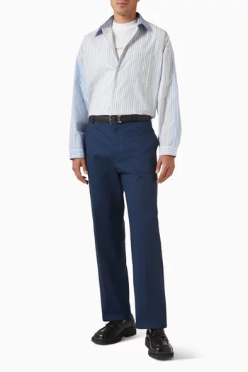 قميص بخطوط متباينة قطن بوبلين