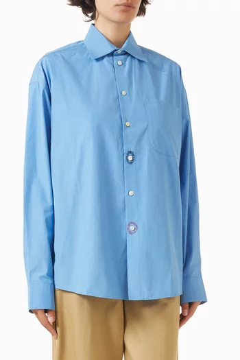 قميص بقصة فضفاضة قطن بوبلين