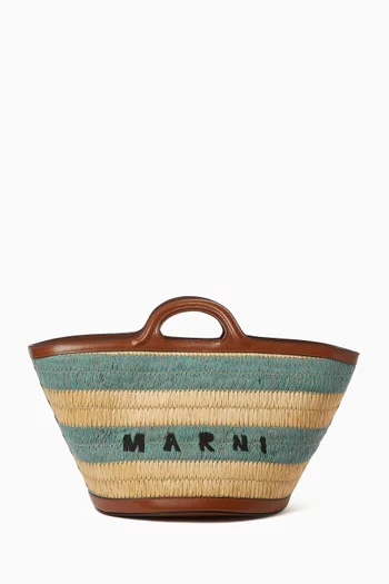 حقيبة تروبيكاليا صغيرة خوص وجلد