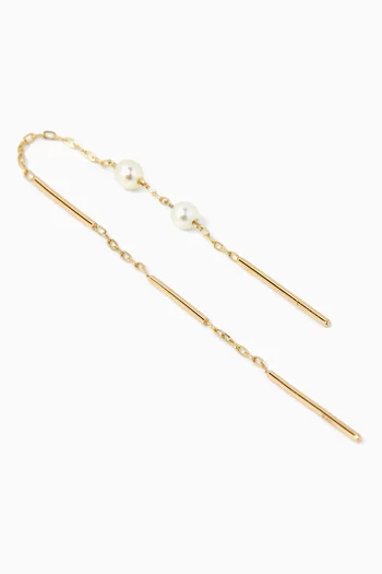 Toggle Pearl Single Chain Earring in 10kt Gold