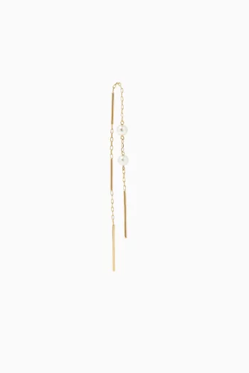 Toggle Pearl Single Chain Earring in 10kt Gold