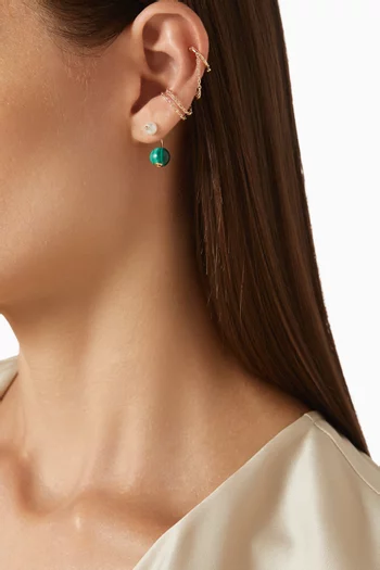 قرط منفرد بامبل بي مرصع بلؤلؤ وملاكيت ذهب عيار 10