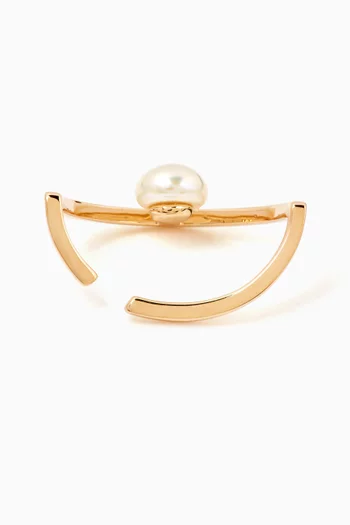 Treehopper Pearl Single Ear Cuff in 10kt Gold