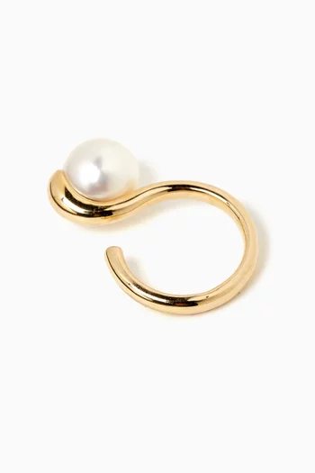 Drosera Pearl Single Ear Cuff in 10kt Gold