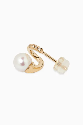 Drosera Diamond & Pearl Single Left Earring in 10kt Gold