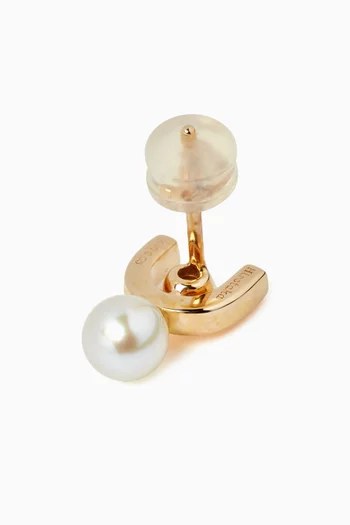 Beluga Diamond & Pearl Single Earring in 10kt Gold