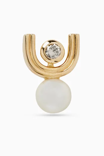 Beluga Diamond & Pearl Single Earring in 10kt Gold