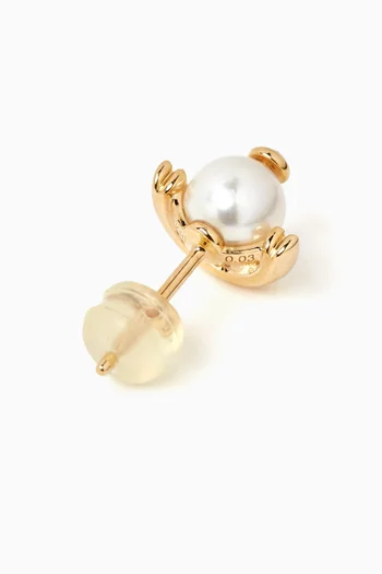 Beluga Single Pearl Earring in 10kt Yellow Gold