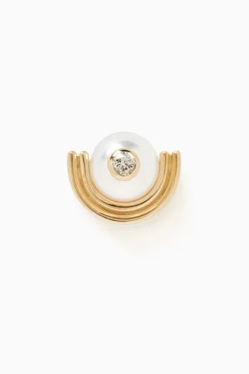 Beluga Single Pearl Earring in 10kt Yellow Gold