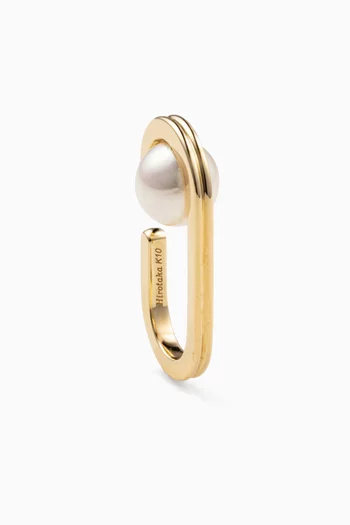 Beluga Pearl Single Ear Cuff in 10kt Gold