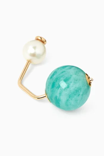 Bumble Bee Diamond & Ammonite Single Earring in 10kt Gold