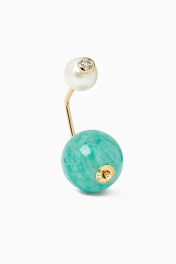 Bumble Bee Diamond & Ammonite Single Earring in 10kt Gold