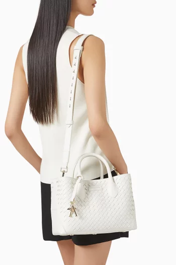 Midi London Tote Bag in Woven Leather