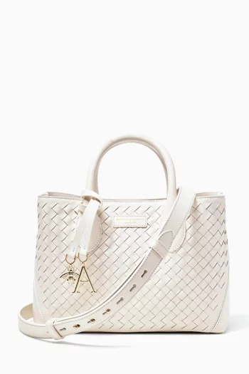 Midi London Tote Bag in Woven Leather