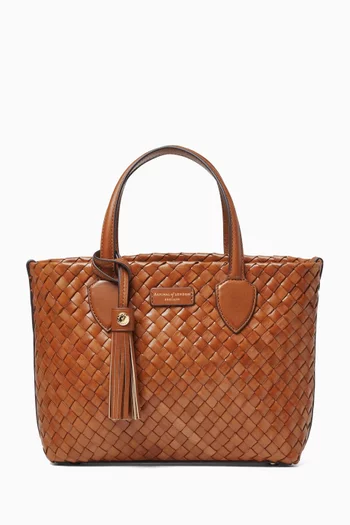 Small Island Tote Bag in Woven Leather